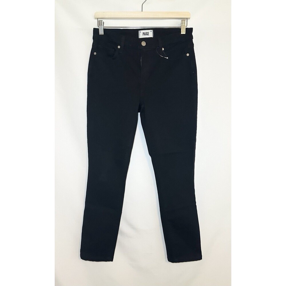 PAIGE Skyline Skinny Black Overdye Denim Jeans Women's‎ 29 NWOT *Zipper Flaw*